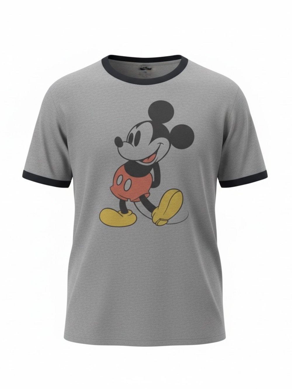 Disney Gray Ringer Tee with Classic Mickey Graphic